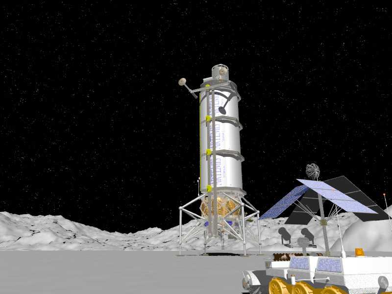 Artemis Mission 1 lunar habitat being lowered to the surface
