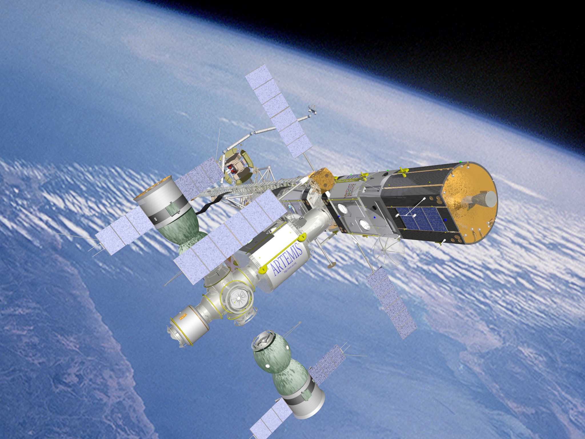 Artemis Mission 1 spacecraft leaving Earth orbit